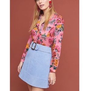 Anthropologie Real Leather Mini Skirt